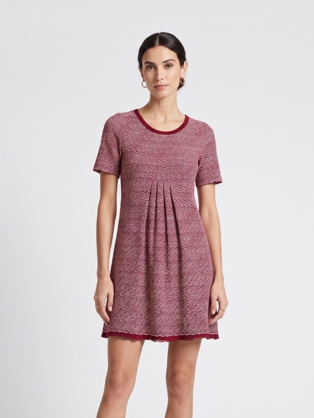 Maeve Anthropologie Dora Dress Maroon Burgundy Red Textured Knit A-Line XS